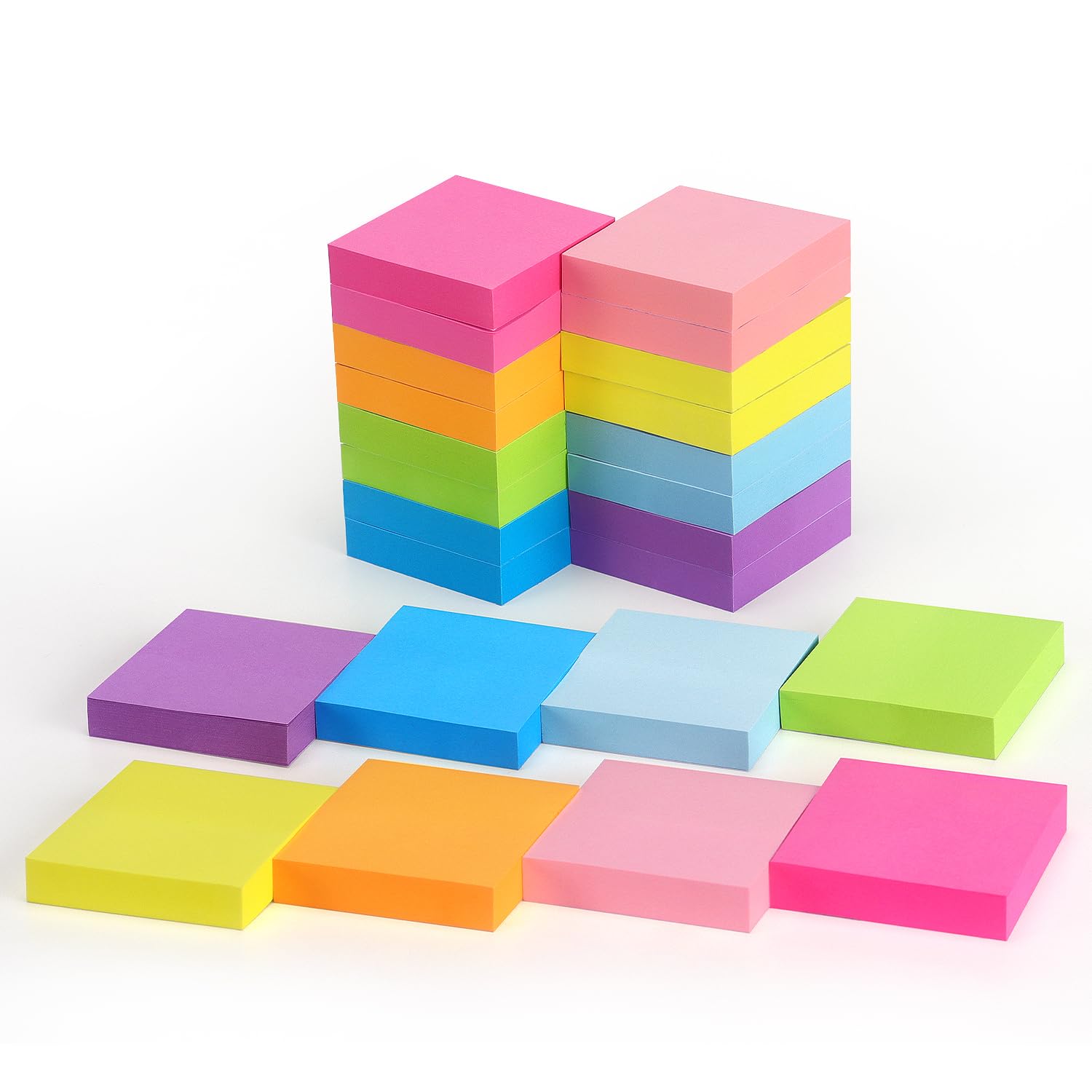 Amazon.com : Sticky Notes 2x2 inch, 8 Bright Colors, 24 Pads, 60